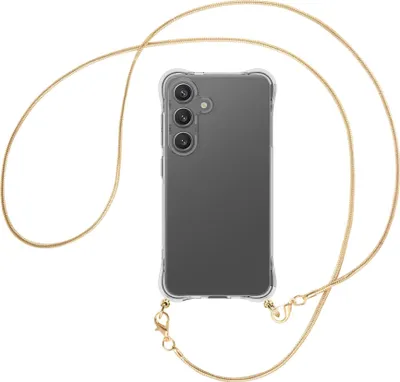 Produktbild von Handykette Backcover-Schutzhülle mit Band (Metall goldfarben) für Samsung S25 - goldfarbene Snake-Kette