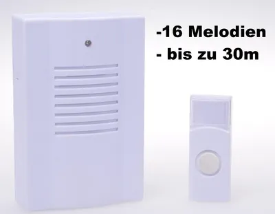 Produktbild von Drahtlose Funk Türklingel mit 16 Melodien, bis zu 30m Reichweite Haushalt Elektro Filmer 20888