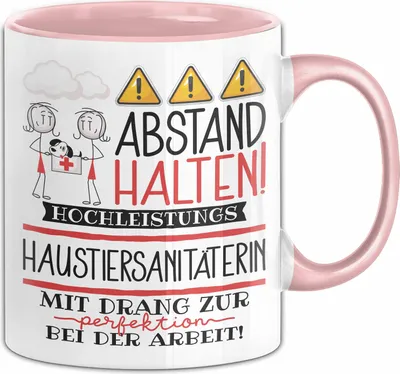 Produktbild von Haustiersanitäterin Tasse Geschenk Lustig Abstand Halten Hochleistungs-Haustiersanitäterin Mit Drang Zur Perfektion Bei Der Arbeit (Rosa)