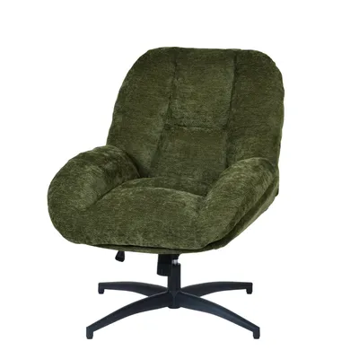 Zdjęcie produktu dla Meubles Cosy Skandynawskie obrotowe krzesło biurowe z regulowanymi podłokietnikami, pokryte tkaniną szenilową, zielone – LITHOPS FIX