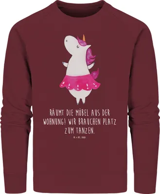 Produktbild von Mr. & Mrs. Panda Baumwoll Sweatshirt Einhorn Ballerina Größe XXL - Burgundy - Geschenk, Party, Tanzen, Pullover, Unicorn, Pulli, Sweater, Einhörner, Geburtstag, Wohnung