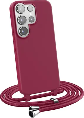 Image de Étui pour téléphone avec cordon pour Samsung Galaxy S23 Ultra - Coque de protection bordeaux
