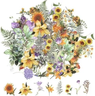 Produktbild von PromoHome® Transparente Blumenaufkleber Set - 120 Teile Kreative Deko-Sticker