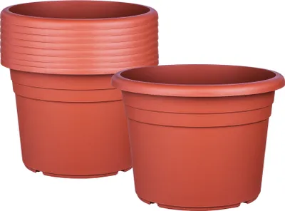 Produktbild von BigDean 9X Blumentopf Ø 20 cm Farbe Terrakotta Kunststoff Pflanztopf Containertopf Übertopf Pflanzkübel rund 20 x 14,5 cm