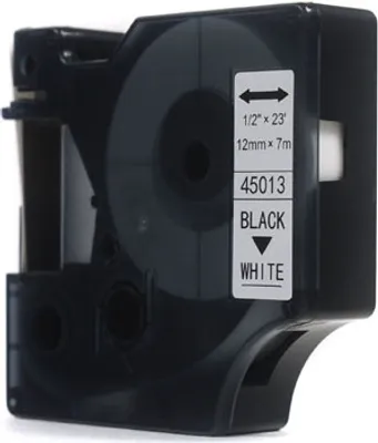 Image de JetWorld Dymo D1 Noir sur Blanc 12mm x 7m LM100 LM100+ LM200 LM300 LM400