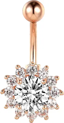 Produktbild von Karisma Titan BauchnabelpiercingBlume Banana Zirkonia - HB131.Silber