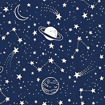 Produktbild von Baumwolle 100% Galaxie weiß auf navy Hintergrund