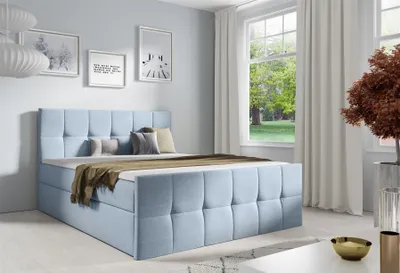 Produktbild von Boxspringbett Schlafzimmerbett CARMEN LUX 120x220cm Stoff Inari Hellblau