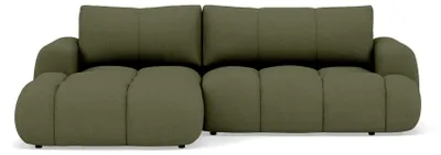 Image de Best Mobilier Yulin - Canapé d'angle gauche 4 places convertible avec coffre en tissu bouclette , Vert