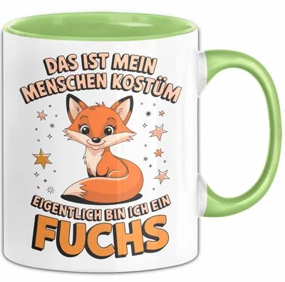 Produktbild von Fuchs Tierliebhaber Tasse Geschenk Lustige Geschenkidee Spruch Eigentlich Bin Ich Ein Fuchs (Grün)
