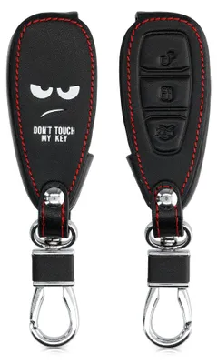 Produktbild von kwmobile Autoschlüssel Hülle kompatibel mit Ford 3-Tasten Autoschlüssel Keyless Go - Kunstleder Schutzhülle Schlüsselhülle Don't touch my Key Weiß