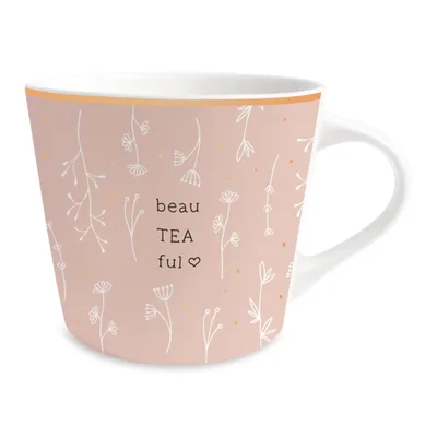 Produktbild von Grafik Werkstatt Goldtasse beaTEAful Blümchen rosa gold 420ml