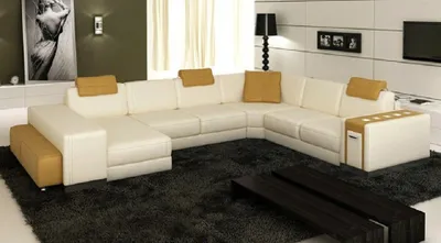 Produktbild von Ecksofa U Form + Hocker Polster Couch Ledersofa