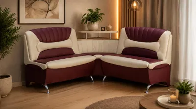 Produktbild von Eckbank Arabika 173x173 cm Sitzbank in bordeaux-beige Kunstleder mit Ablage Stauraum