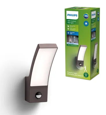 Zdjęcie produktu dla Philips Kinkiet Splay 12 W, Oświetlenie zewnętrzne ścienne, Antracyt, Metal, IP44, Patio, Ogród, I