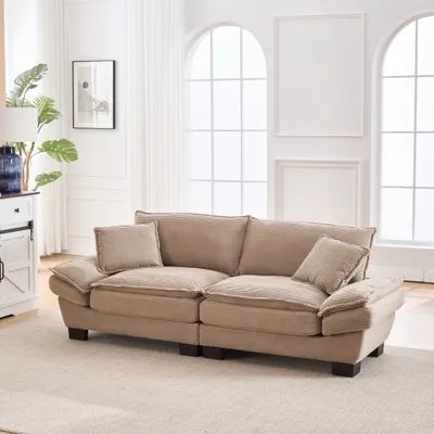 Immagine prodotto di LVHOM divano doppio con cuscini, divano a 2 posti con sedute profonde, divano imbottito poltrona imbottita chaise longue lounge sofa, per soggiorno, kaki