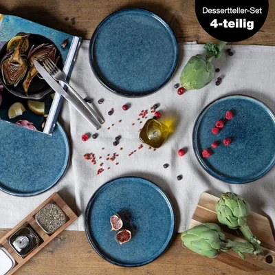 Obrázek produktu pro Sada 4 malých keramických talířů - 21 cm - ideální na dezerty, koláče a snídaně