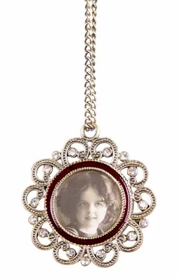 Produktbild von Amulett Anhänger antik Stil Hartzinn Emaille Foto 4x4cm Strass Kette Fotorahmen