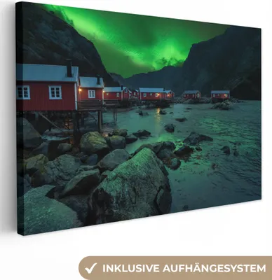 Produktbild von OneMillionCanvasses® - Leinwandbilder - 150x100 cm, Nordlichter - Norwegen - Nacht, Wandbilder Kunstdruck Wanddekoration