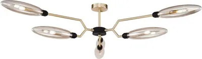 Produktbild von Casa Padrino Luxus Deckenleuchte Mattgold / Schwarz Ø 125 x H. 35 cm - Moderne Deckenlampe