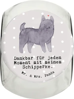 Produktbild von Mr. & Mrs. Panda Futterdose Schipperke Moment L 870ml - Grau Pastell - Geschenk, Belgische Hunderasse, Vorratsglas, Keksdose, Aufbewahrungsdose, Bonbonglas, Dose