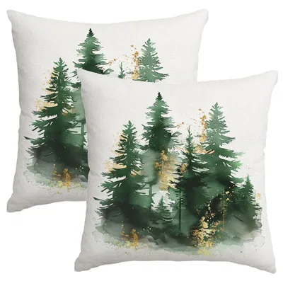 Produktbild von Set aus 2 Weihnachtskissenbezügen, 45x45 cm, Grün-Gold