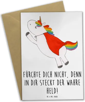 Produktbild von Mr. & Mrs. Panda Grußkarte Ängste vor Monstern besiegen - Weiß - Geschenk, Herausforderungen meistern, Motivation, innere Dämonen überwinden, dankeskarten, Grußkarten