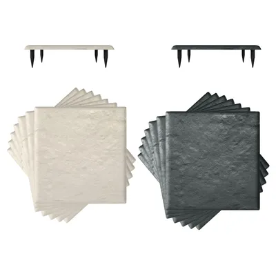 Produktbild von COSTWAY 16er Set Trittsteine 39,5x39,5cm mit Bodenpfählen, dekorative Gehwegplatten, Allwetter-Bodenplatten Gartendekoration für Garten, Beige+Grau