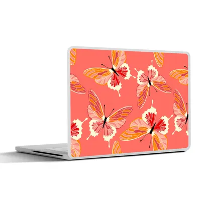 Produktbild von MuchoWow® Laptop Aufkleber Sticker Cover Schmetterlinge - Muster - Rosa 40x30 cm - Laptop Dekoration - Selbstklebend