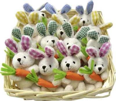 Produktbild von Plüschhasen Ostern 9 cm weiß bunt