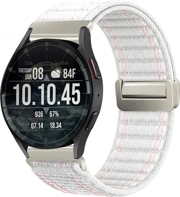 Produktbild von Smartwatch Armband für Samsung Galaxy Watch5 44mm Nylon Textil Band Ersatzband Wechselband Magnetverschluss flexibel atmungsaktiv Weiß