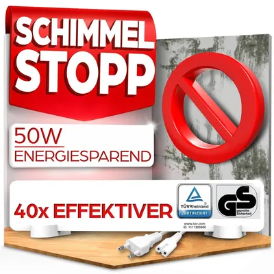 Produktbild von HEIMWERT Anti Schimmel Heizung mit Spezial Infrarot Schutzmembran - Tötet Schimmel besonders energiesparend und chemiefrei in Wand, Tapete, Bad, Keller ab - Anti Mold Dry Schimmelentferner 50w