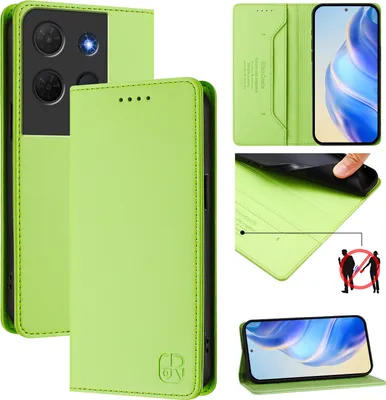 Produktbild von Lederhülle für TCL 503 Hülle Flip Brieftasche Kartenfächern Ständer Schutzhülle Grün