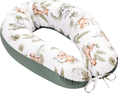 Produktbild von Schwangerschaftskissen [Savanna Fun und Olive Samt] Stillkissen Lagerungskissen Seitenschläferkissen XL 170cm