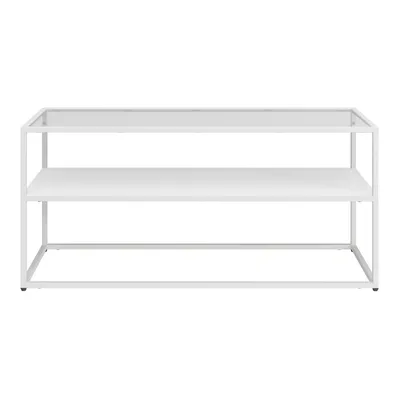 Produktbild von Couchtisch 'Solund' Stahl Glas 102 x 43 x 46 cm Weiß, matt