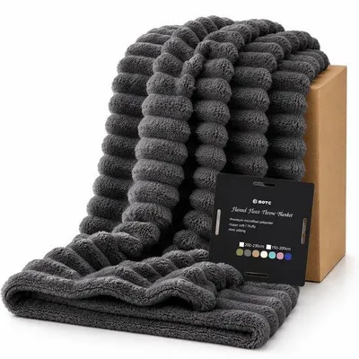 Productafbeelding van Unyqoos® BOTC Knuffeldekentje, fleece plaid, 200 x 230 cm – Luxe, extra groot en superzacht, polarfleece (polyester), warm, donkergrijs