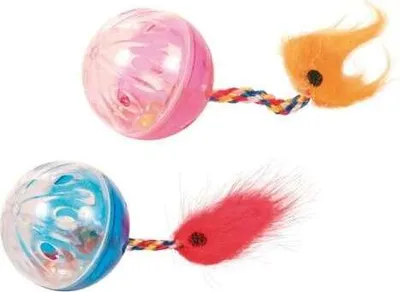 Produktbild von Trixie 2 Rasselbälle mit Spielschwanz - 4 cm
