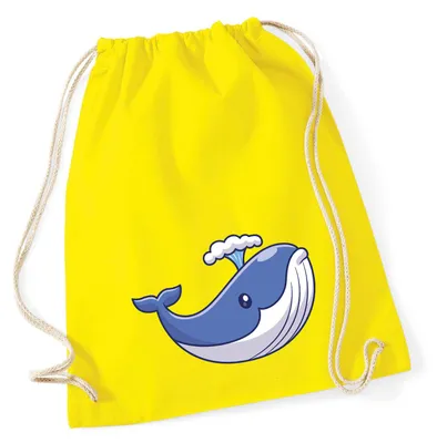Produktbild von Huuraa Turnbeutel Blauwal Comic 12 Liter Yellow Baumwolle Rucksack Geschenkidee
