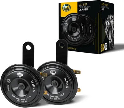 Produktbild von HELLA Horn S77 SET, 12V, 110dB, elektrisch, schwarz, Menge: 2