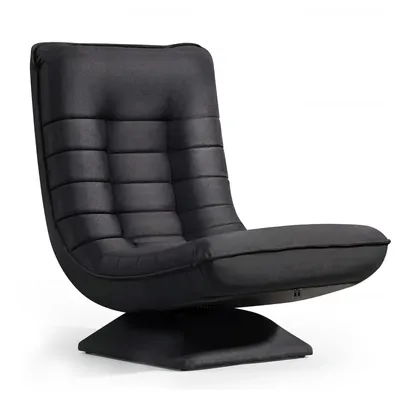 Produktbild von Drehbarer Bodensessel aus Leinenstoff, klappbar, verstellbare Rückenlehne, 360° drehbar, montagefrei, bis 150 kg,Schwarz