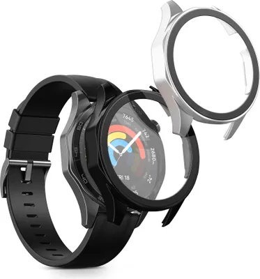 Produktbild von kwmobile 2x Cover kompatibel mit Huawei Watch GT5 46mm Hülle - Fullbody Fitnesstracker Case Set aus Glas - Schwarz Silber