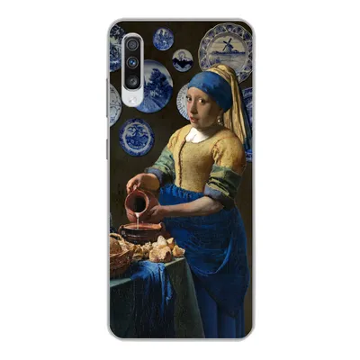 Produktbild von MuchoWow® Handyhülle Schutzhülle Hülle für Samsung Galaxy A70 Milchmädchen - Das Mädchen mit dem Perlenohrring - Vermeer Silikon Softcase Handy Hülle - Schutzhaube