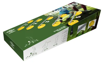 Obrázok produktu pre Umbro prekážková sada futbalových tréningových doplnkov - obsahuje 10 kužeľov a 5 priečok - gymnastika, rýchlostný tréning a bežecká technika - žltá/sivá
