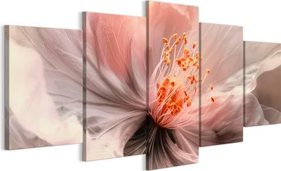 Produktbild von LUMASOUL Leinwand Bilder 100x50 cm, Leinwandbild Blumen Motiv, Wandbilder Holzrahmen und Webstuhl Wohnzimmer und Schlafzimmer, 5 teilig