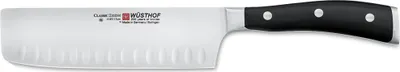 Image de Couteau Nakiri Wüsthof, lame avec tranchant ondulé / Couteau Nakiri à tranchant creux Classic Ikon, 17 cm, référence 1030332617