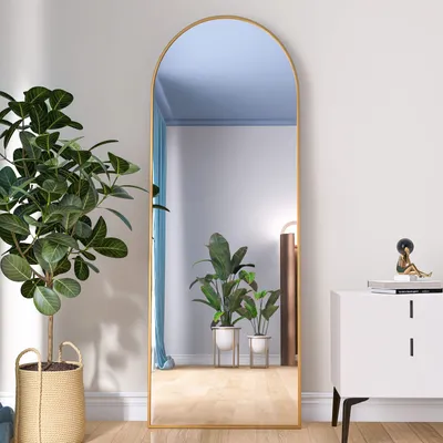Obrázok produktu pre Celoplošné zrkadlo 165x60 cm, hliníkový rám, zlatá farba, ideálne do spální a chodieb, elegantný dizajn pre každú domácnosť