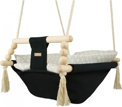 Produktbild von Schwarze Babywippe, cremefarben kariert