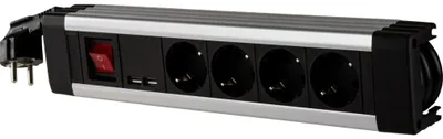 Image de REV Bloc multiprise 4x + KS USB SupraLine interrupteur noir