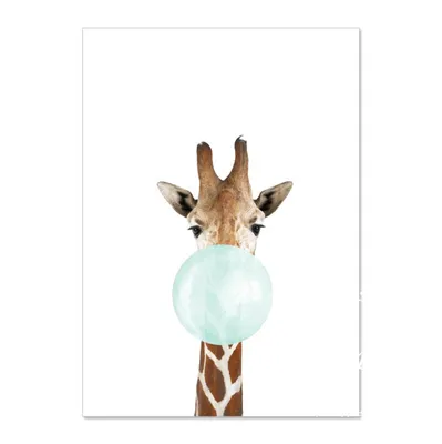 Produktbild von TPFLiving Kunstdruck LW-1304 (OHNE RAHMEN) Poster - Leinwand - Wandbild - Hochauflösender Giclée-Druck, langlebig und hochwertig - Giraffe, Zebra, Elefant, Nashorn, Eichhörnchen, Reh -  - Größe: 20x25cm