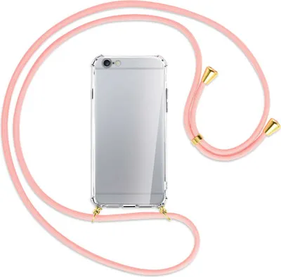 Produktbild von Handykette Backcover-Schutzhülle mit Band (Metall goldfarben) für Apple iPhone 6 / 6S - rosa